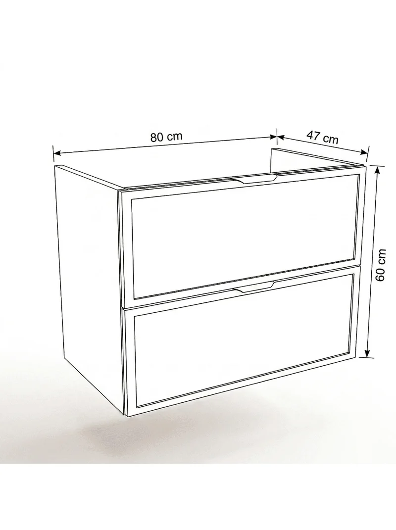 Waschtischunterschrank 80 cm mit 2 Schubladen, ohne Oberteil Roma - Weiß/Eiche Cremona