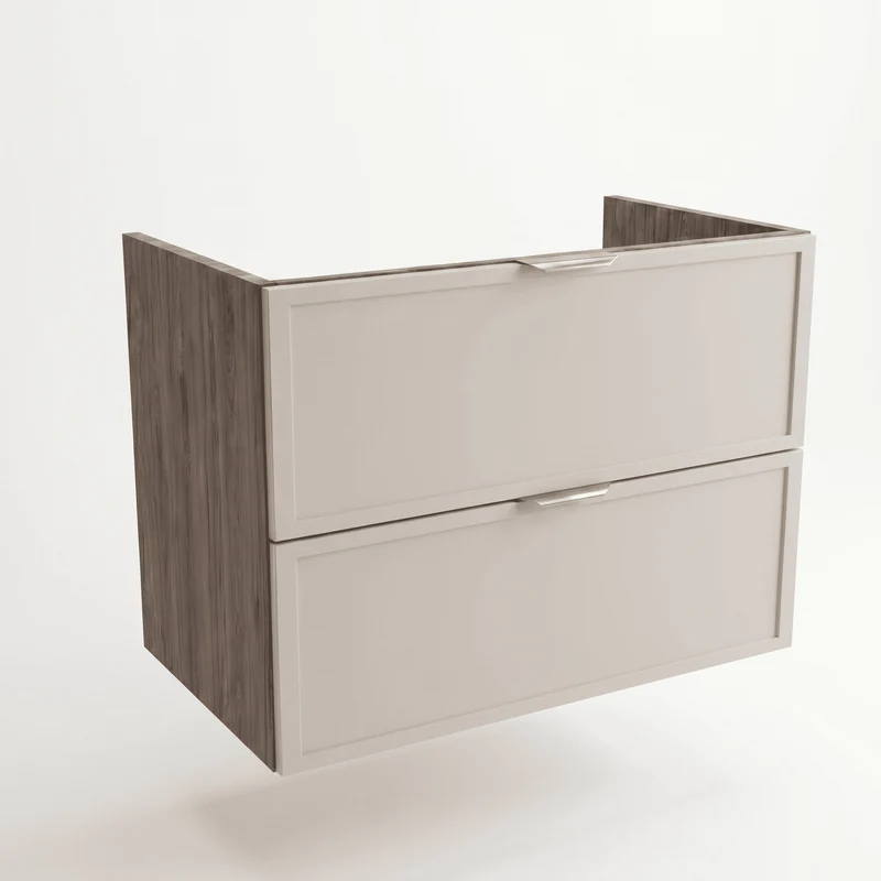Waschtischunterschrank 80 cm mit 2 Schubladen, ohne Oberteil Roma - Kaschmir/Walnuss Dunkel