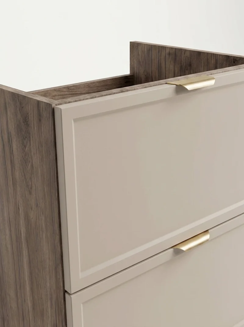 Waschtischunterschrank 80 cm mit 2 Schubladen, ohne Oberteil Roma - Kaschmir/Walnuss Dunkel