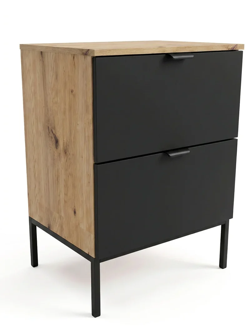 Waschtischunterschrank 60 cm auf einem Metallgestell Orio - Schwarz/Eiche artisan
