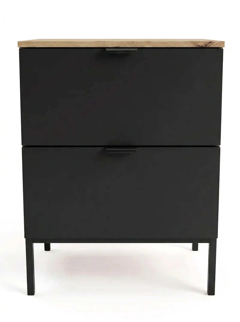 Waschtischunterschrank 60 cm auf einem Metallgestell Orio - Schwarz/Eiche artisan