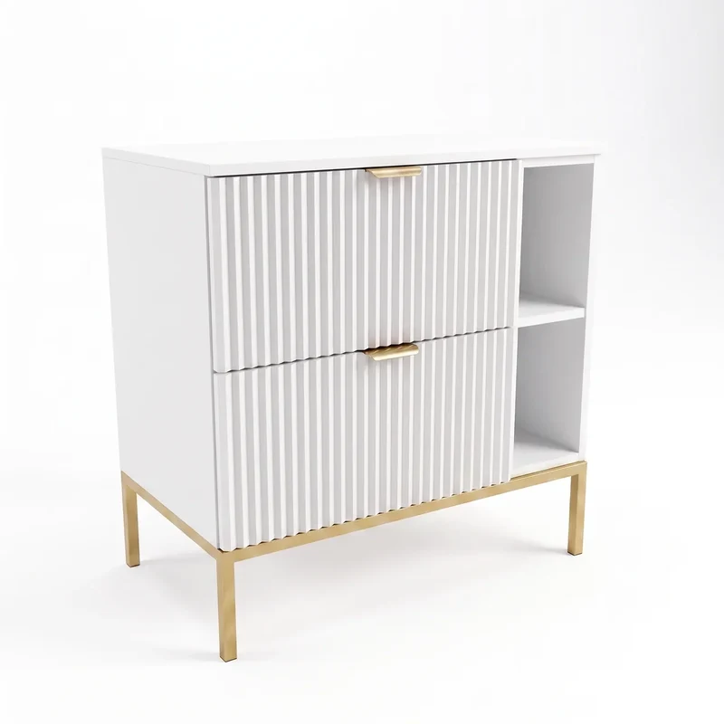 Waschtischunterschrank mit Regal 80 cm auf einem Metallgestell Willy - Weiß