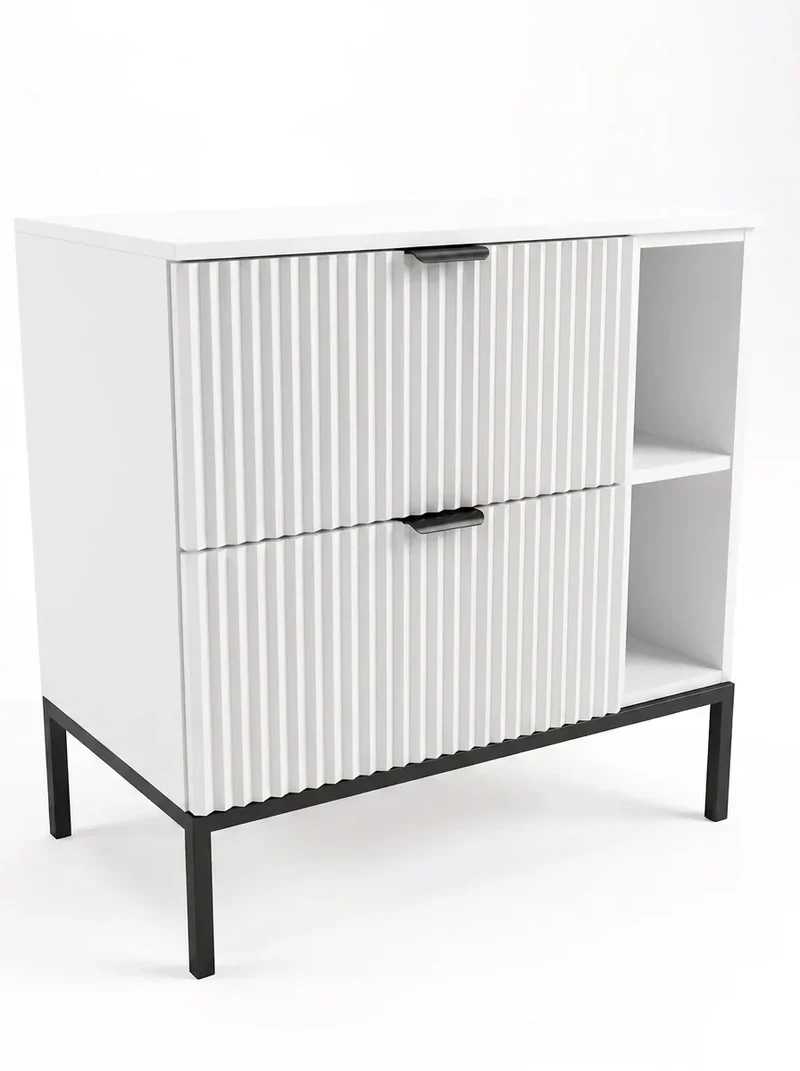 Waschtischunterschrank mit Regal 80 cm auf einem Metallgestell Willy - Weiß