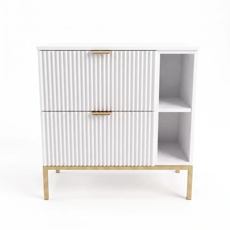 Waschtischunterschrank mit Regal 80 cm auf einem Metallgestell Willy - Weiß