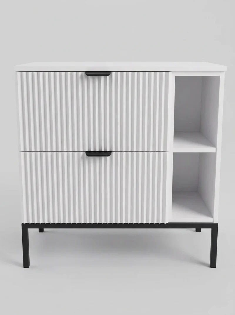 Waschtischunterschrank mit Regal 80 cm auf einem Metallgestell Willy - Weiß