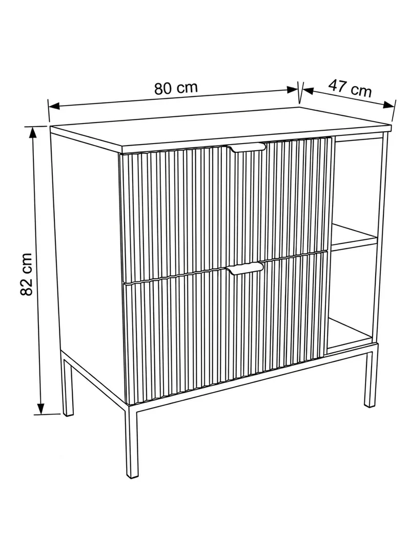 Waschtischunterschrank mit Regal 80 cm auf einem Metallgestell Willy - Weiß