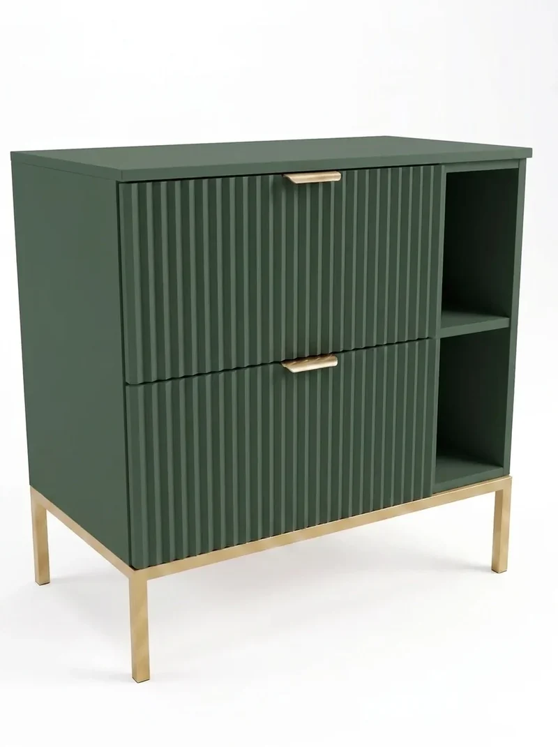 Waschtischunterschrank mit Regal 80 cm auf einem Metallgestell Willy - Salbei