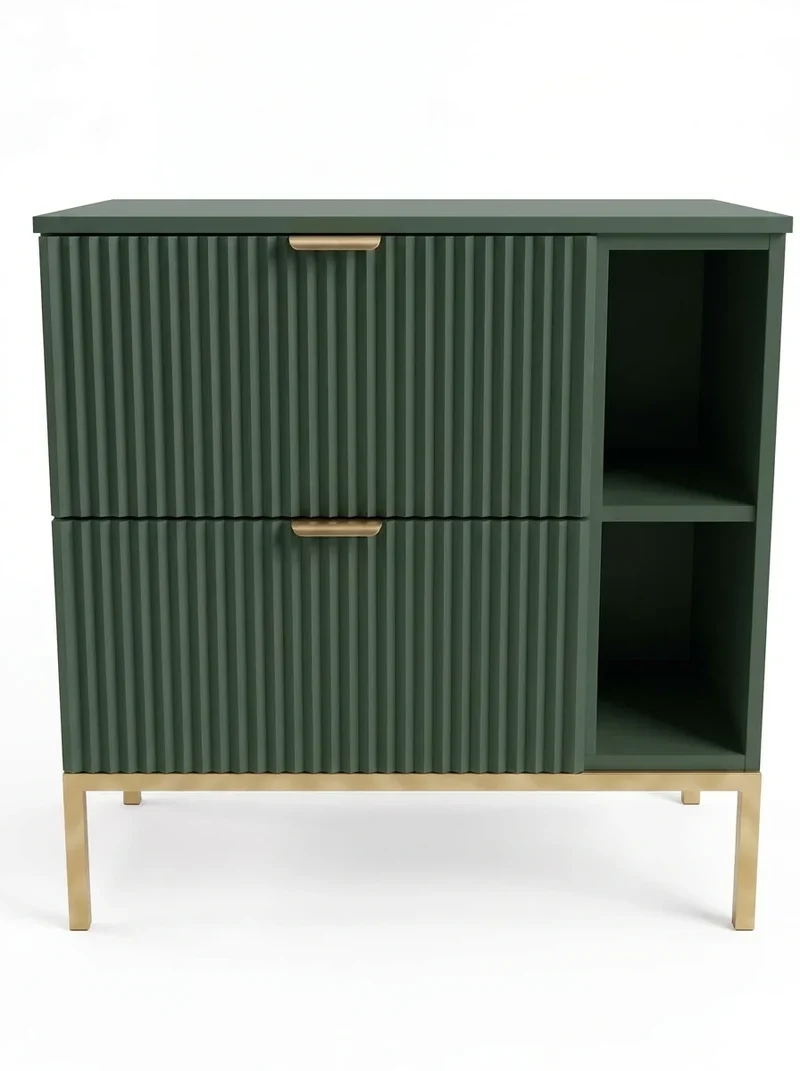 Waschtischunterschrank mit Regal 80 cm auf einem Metallgestell Willy - Salbei