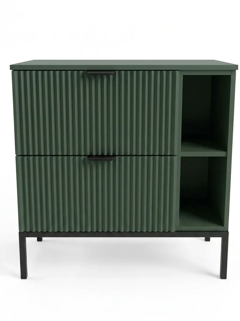 Waschtischunterschrank mit Regal 80 cm auf einem Metallgestell Willy - Salbei