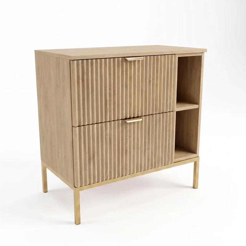 Waschtischunterschrank mit Regal 80 cm auf einem Metallgestell Willy - Eiche Cremona
