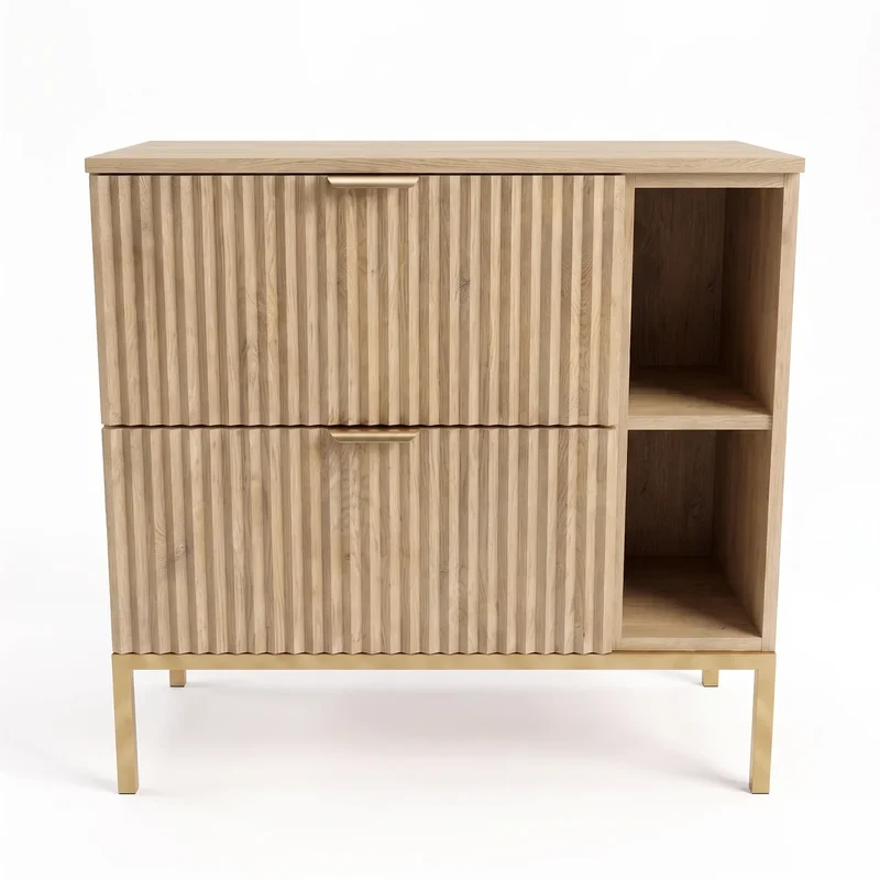 Waschtischunterschrank mit Regal 80 cm auf einem Metallgestell Willy - Eiche Cremona