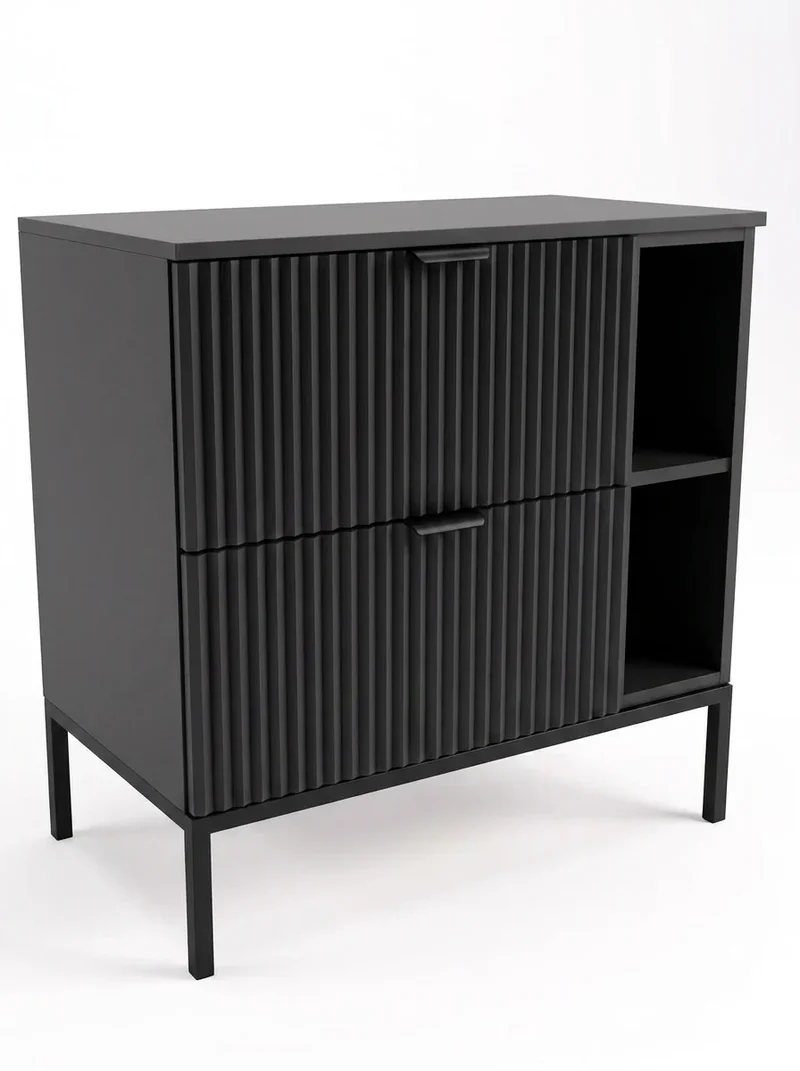 Waschtischunterschrank mit Regal 80 cm auf einem Metallgestell Willy - Schwarz