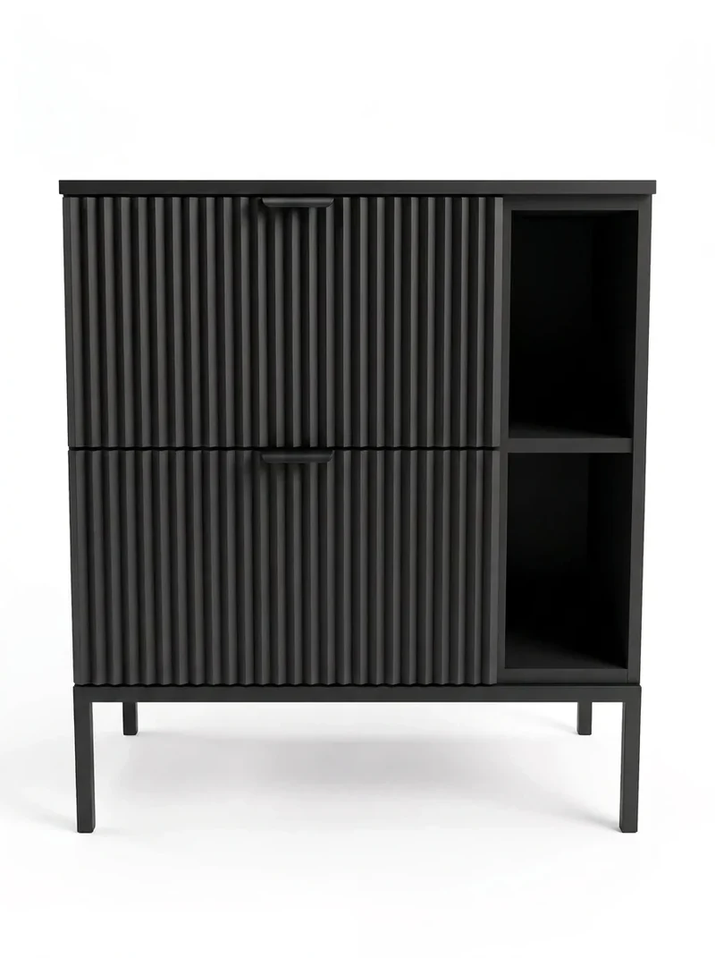 Waschtischunterschrank mit Regal 80 cm auf einem Metallgestell Willy - Schwarz