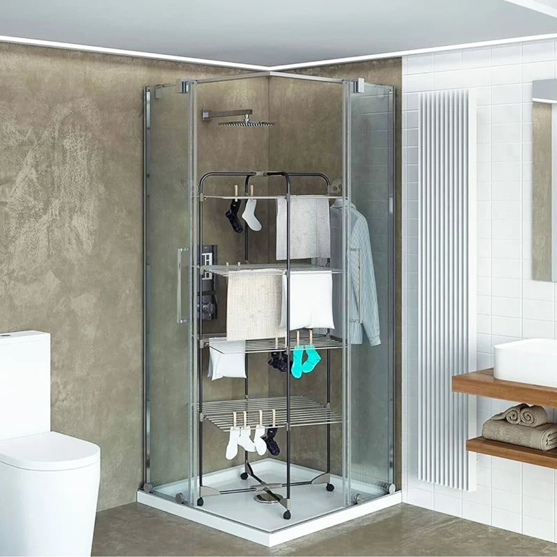 Colombo Alpina 40 – Klappbarer Turmwäscheständer auf Rollen, 40 m Trockenlänge, 68 × 68 × 160 cm, Made in Italy