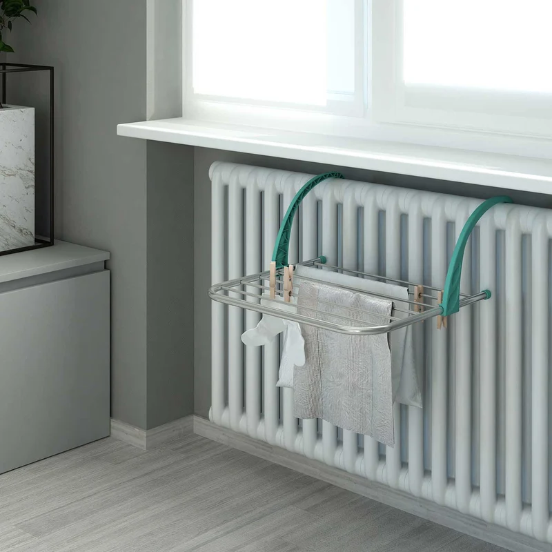 Colombo Gocciolo 5 – Klappbarer Heizkörper- und Balkonwäscheständer aus Aluminium, 5 m Trockenlänge, Made in Italy
