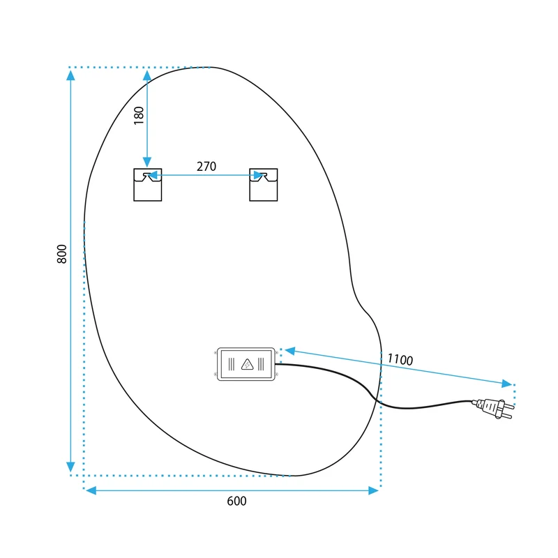 LED-Wandspiegel Cloud C - 80x60 cm