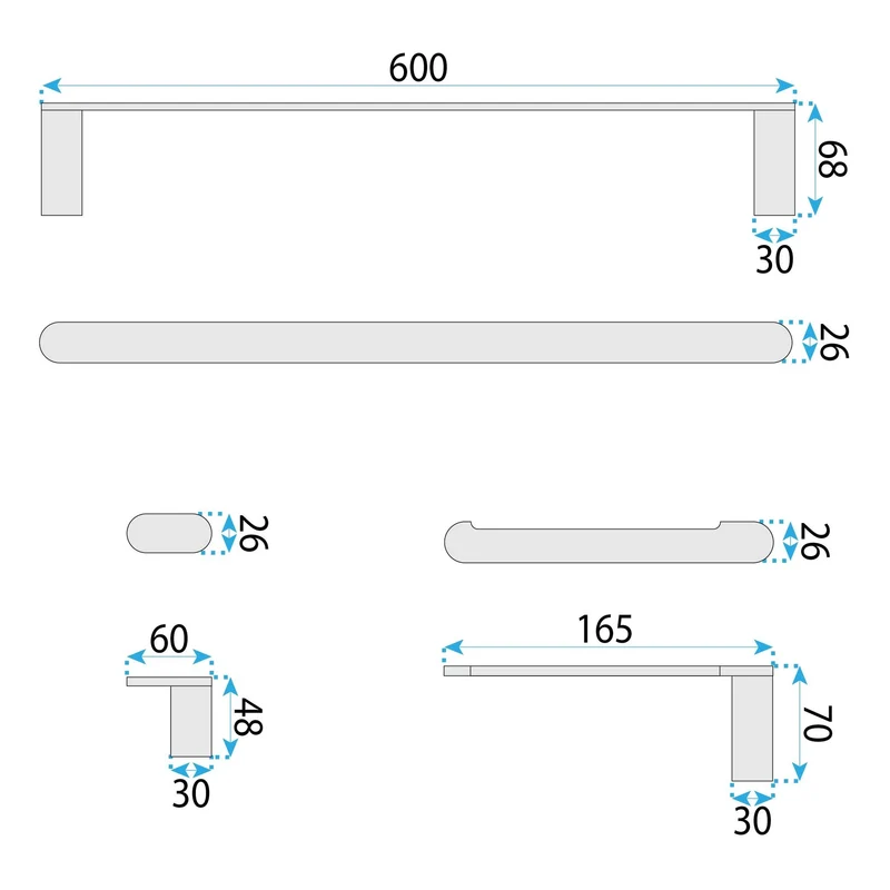 Badezimmer-Haken-Set Mati - gebürstetes Nickel