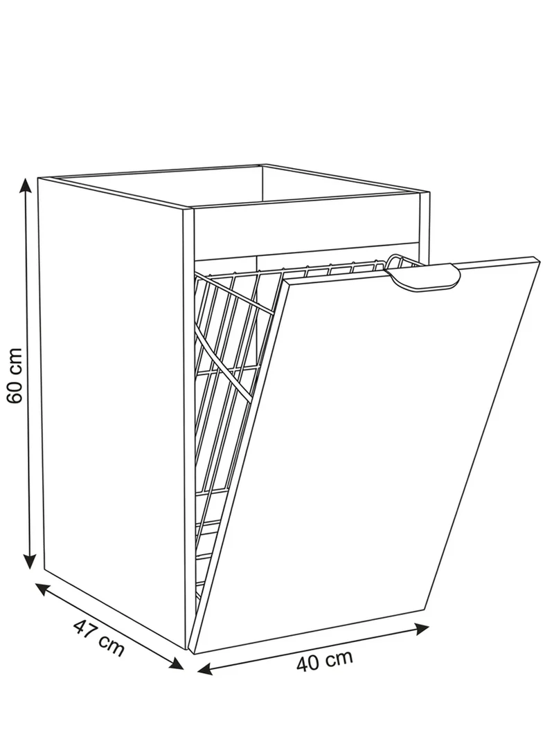 Badezimmerschrank 40 cm mit Wäschekorb Orio - Schwarz/Eiche artisan