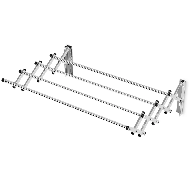 Costway – Ausziehbarer Wandwäscheständer mit 8 Stangen, bis 25 kg, Edelstahl, 86 × 64 × 22 cm