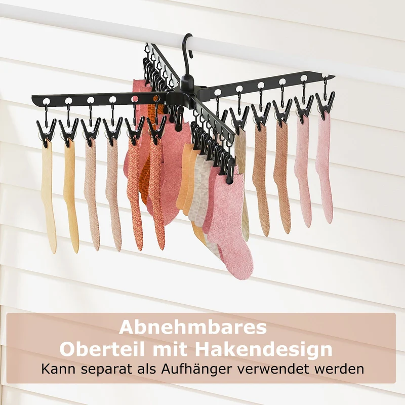 Costway – 3-stufiger, klappbarer Wäscheständer-Turm, 178 cm hoch, mit 24 Clips und 32 Stangen, Schwarz