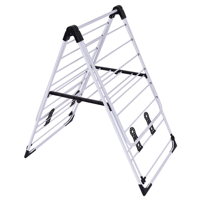 Costway - Wäscheständer, Wäschetrockner, Wäscheständer Platzsparend, Flügelwäschetrockner, Wäscheständer Klappbar, 2-Schichten-Design, Edelstahl