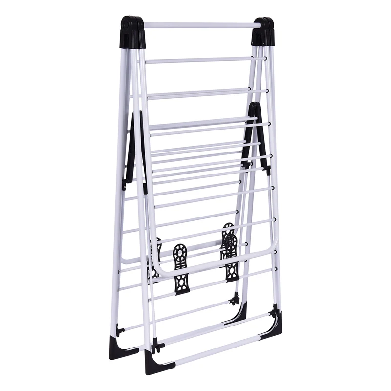 Costway - Wäscheständer, Wäschetrockner, Wäscheständer Platzsparend, Flügelwäschetrockner, Wäscheständer Klappbar, 2-Schichten-Design, Edelstahl