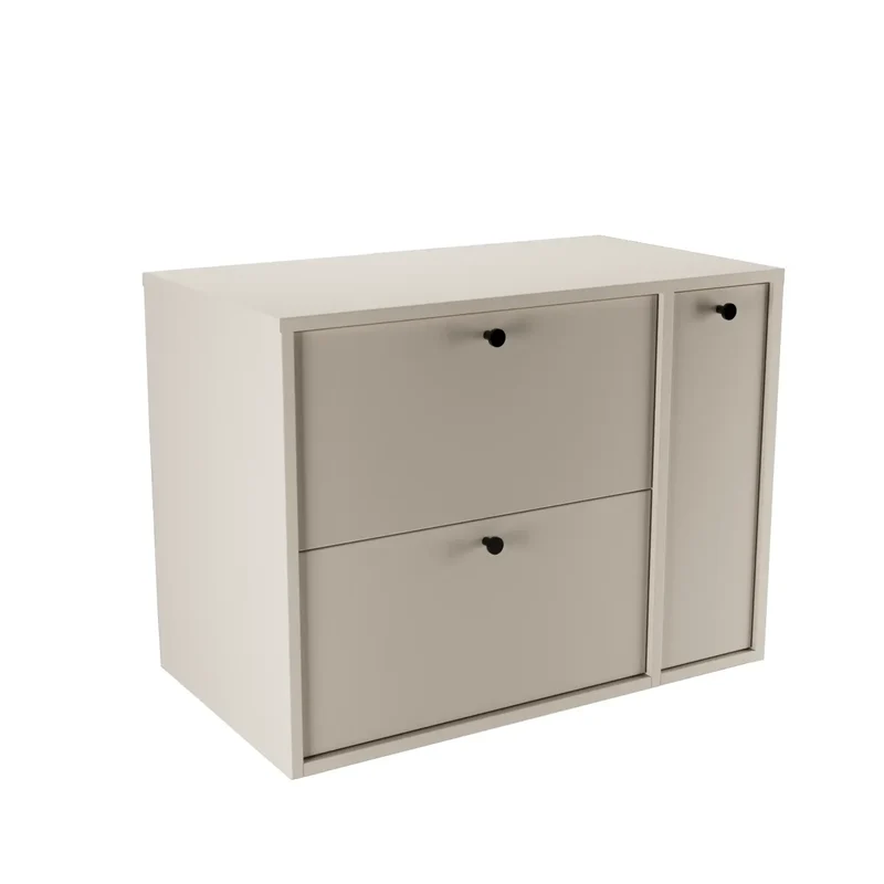 Waschtischunterschrank 80 cm mit Regal, glatte Fronten Belino - Kaschmir