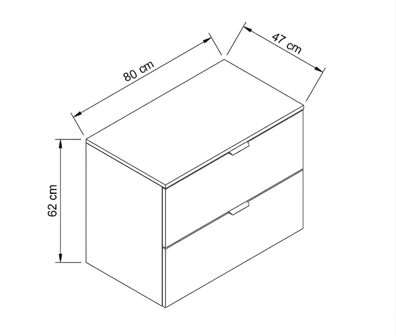 Waschtischunterschrank mit 2 Schubladen 80 cm Orio - Weiß/Eiche artisan