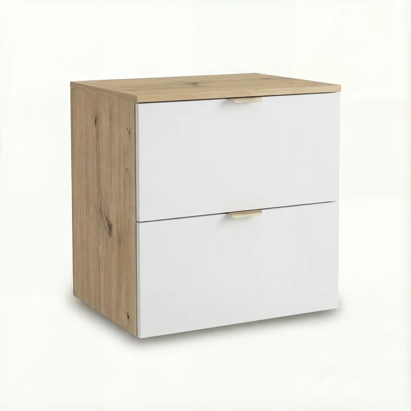 Waschtischunterschrank mit 2 Schubladen 60 cm Orio - Weiß/Eiche artisan