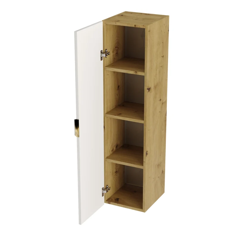 Bad Hochschrank 120 cm Orio - Weiß/Eiche Artisan