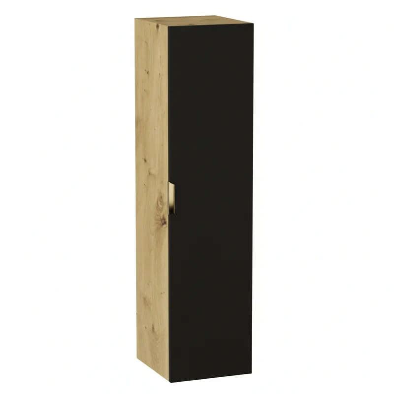 Bad Hochschrank 120 cm Orio - Schwarz/Eiche Artisan