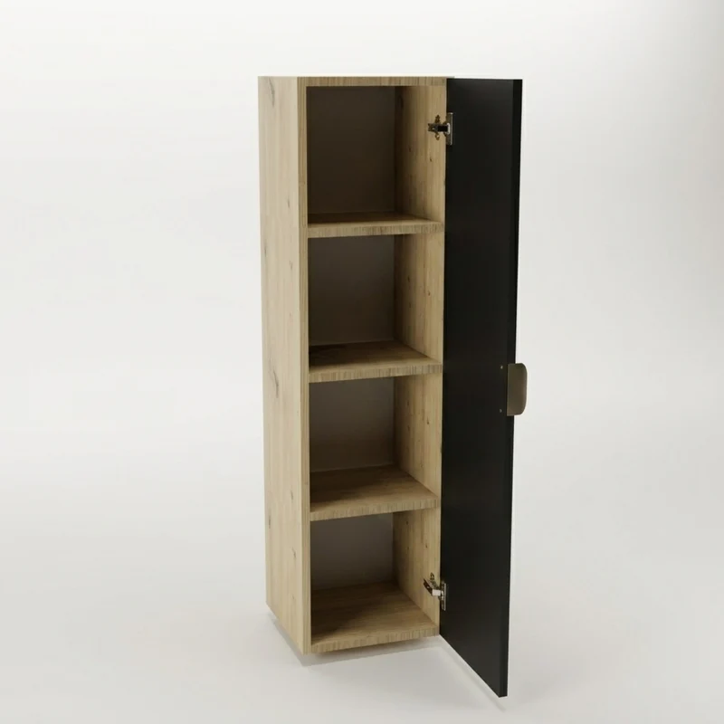 Bad Hochschrank 120 cm Orio - Schwarz/Eiche Artisan