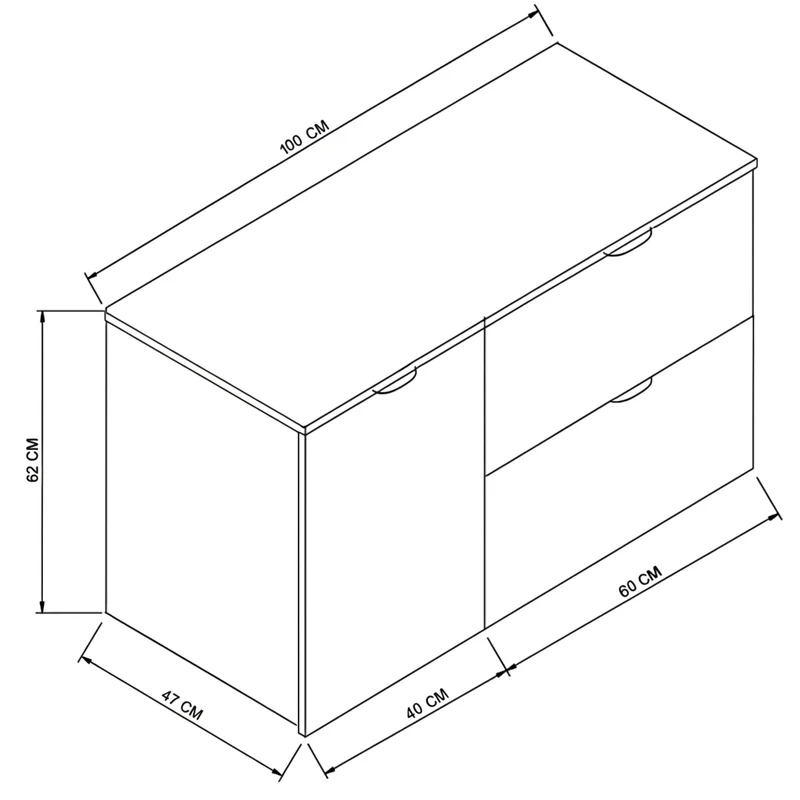 Waschtischunterschrank 100 cm mit Wäschekorb Orio - Kaschmir