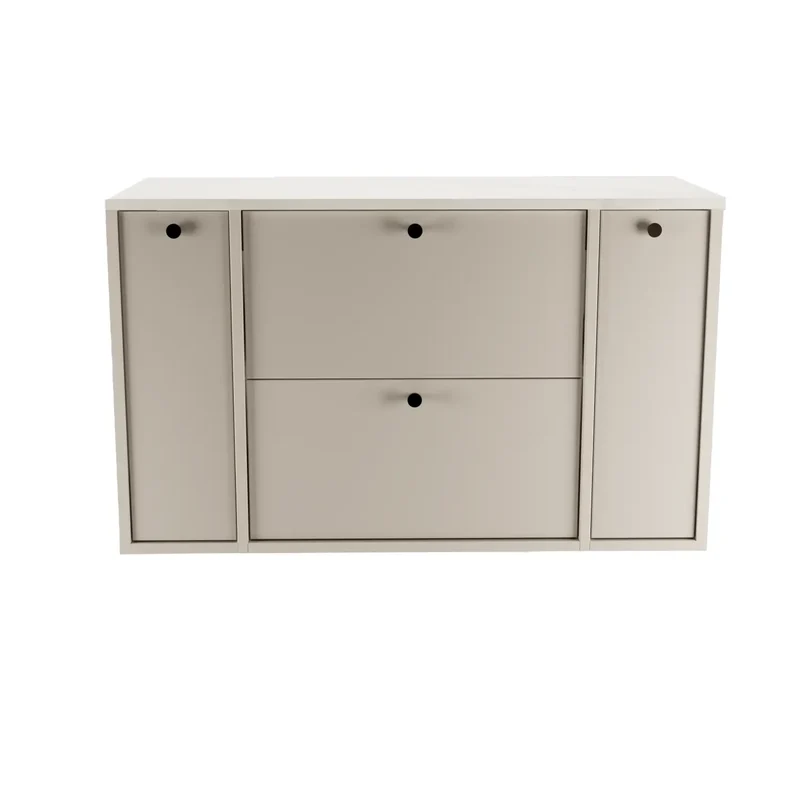 Waschtischunterschrank 100 cm mit 2 Regal, glatte Fronten Belino - Kaschmir/Marmor Bianco
