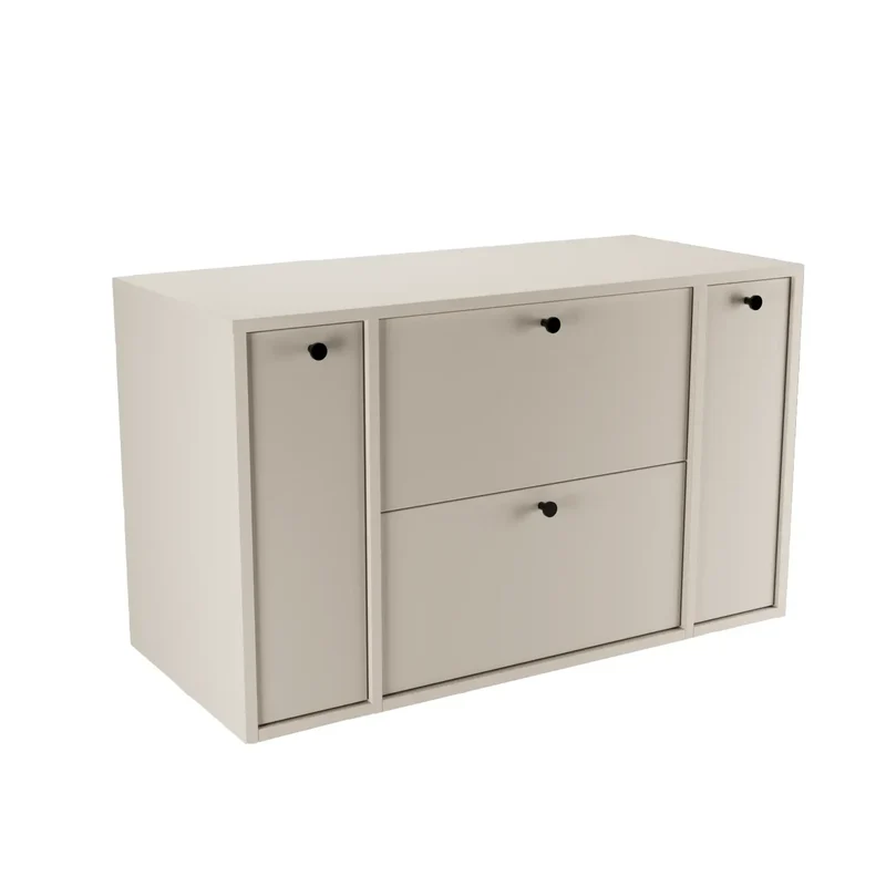 Waschtischunterschrank 100 cm mit 2 Regal, glatte Fronten Belino - Kaschmir