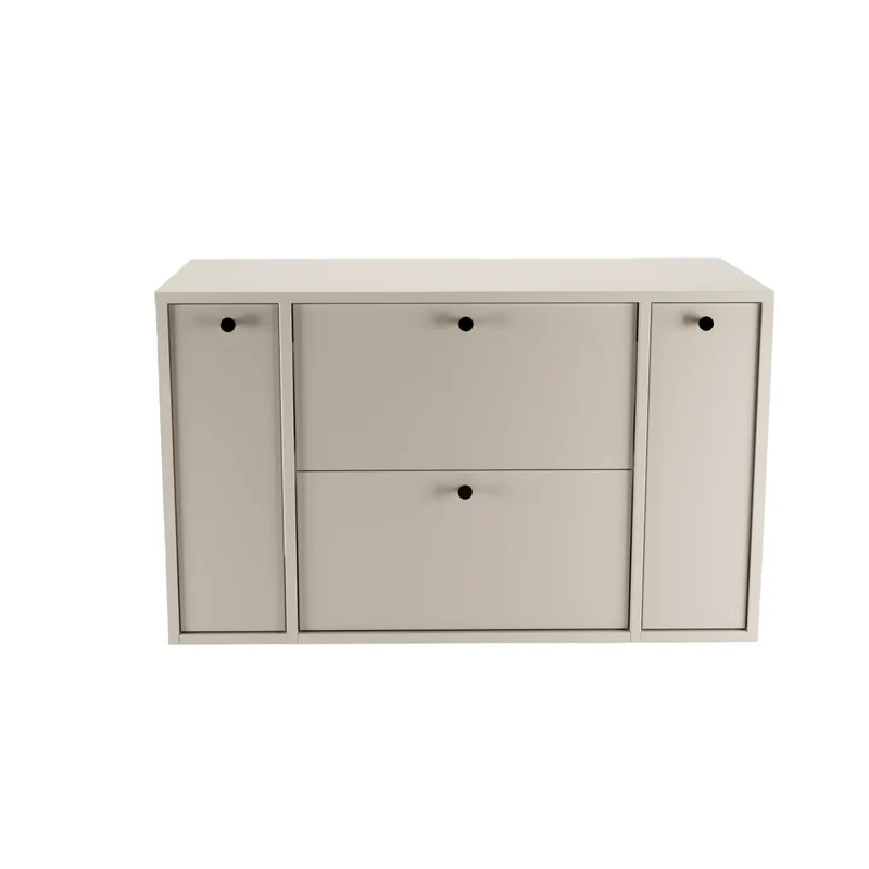 Waschtischunterschrank 100 cm mit 2 Regal, glatte Fronten Belino - Kaschmir