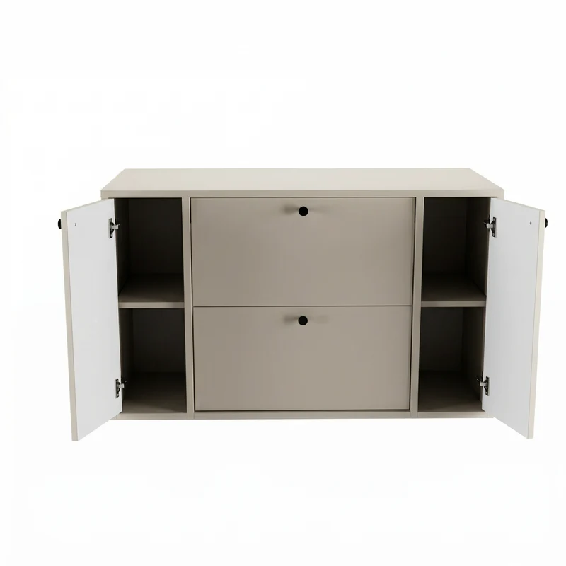 Waschtischunterschrank 100 cm mit 2 Regal, glatte Fronten Belino - Kaschmir