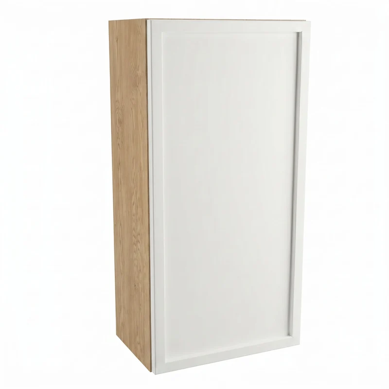 Hängender Badezimmerschrank, 30 cm, 1 Tür mit Einlegeboden Roma - Weiß/Eiche Cremona