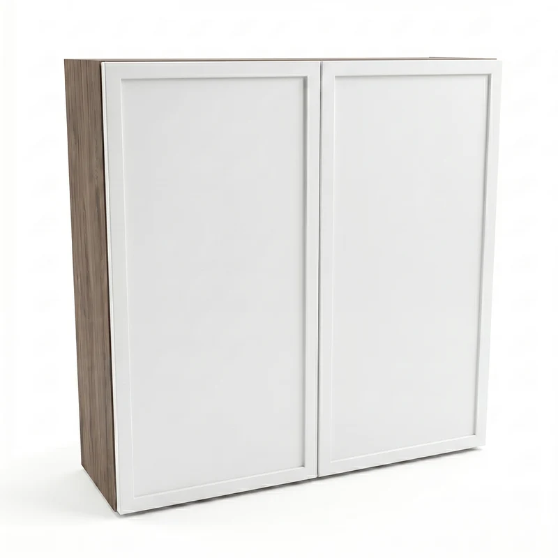 Hängender Badezimmerschrank 60 cm mit 2 Türen Roma - Weiß/Walnuss Dunkel