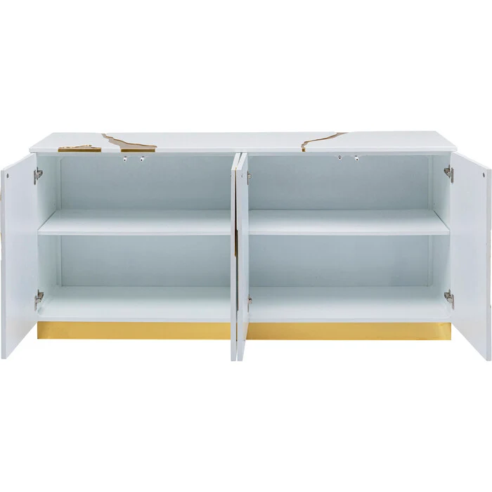 Sideboard weiß-Gold, Anrichte Gold weiß, Breite 160 cm