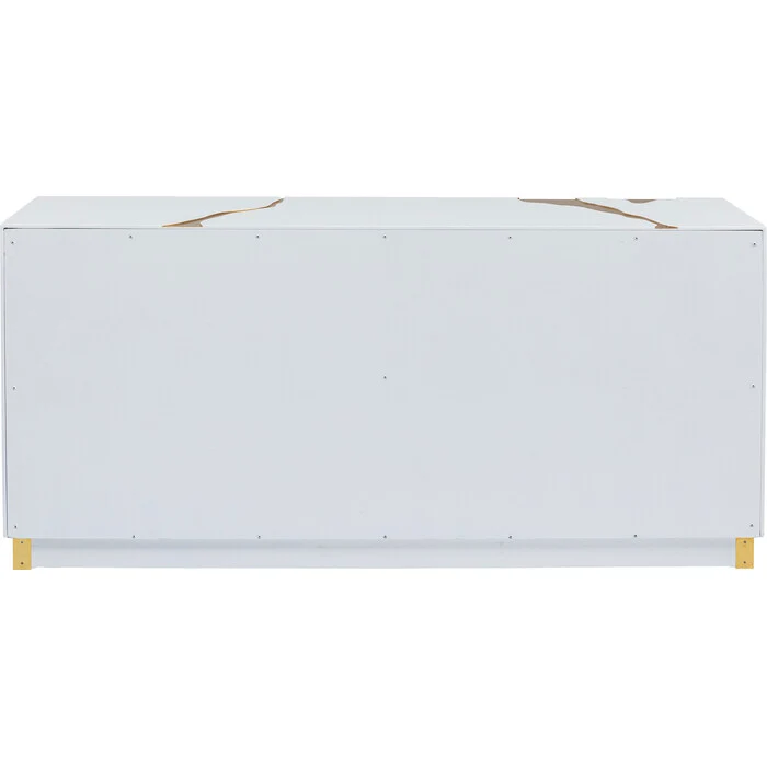 Sideboard weiß-Gold, Anrichte Gold weiß, Breite 160 cm