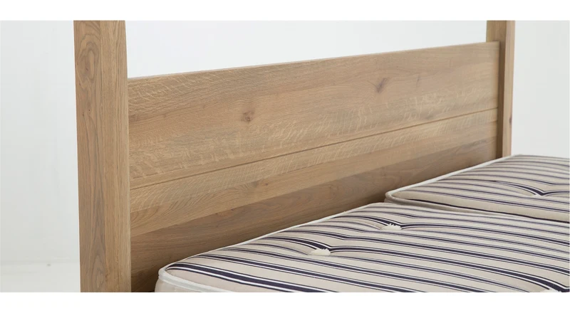 Bett Eiche-Natur Landhausstil, Himmelbett Eiche Landhaus, Breite 160 cm