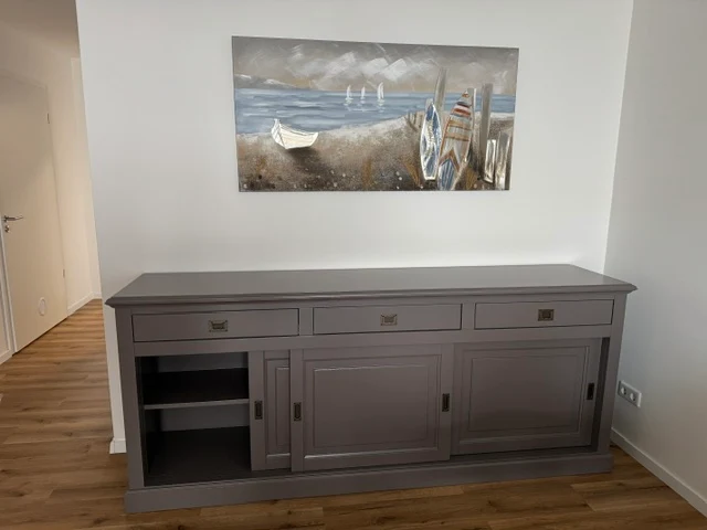 Sideboard grau Landhausstil, Anrichte grau Landhaus, Breite 230 cm