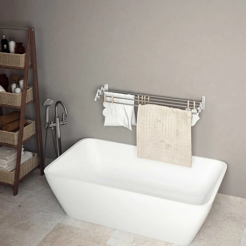 Colombo Soffietto 120 - Wäscheständer Wand, Ausziehbarer Wand-Wäschetrockner, Aluminium