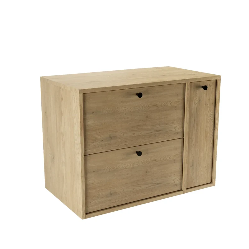 Waschtischunterschrank 80 cm mit Regal, glatte Fronten Belino - Eiche Cremona