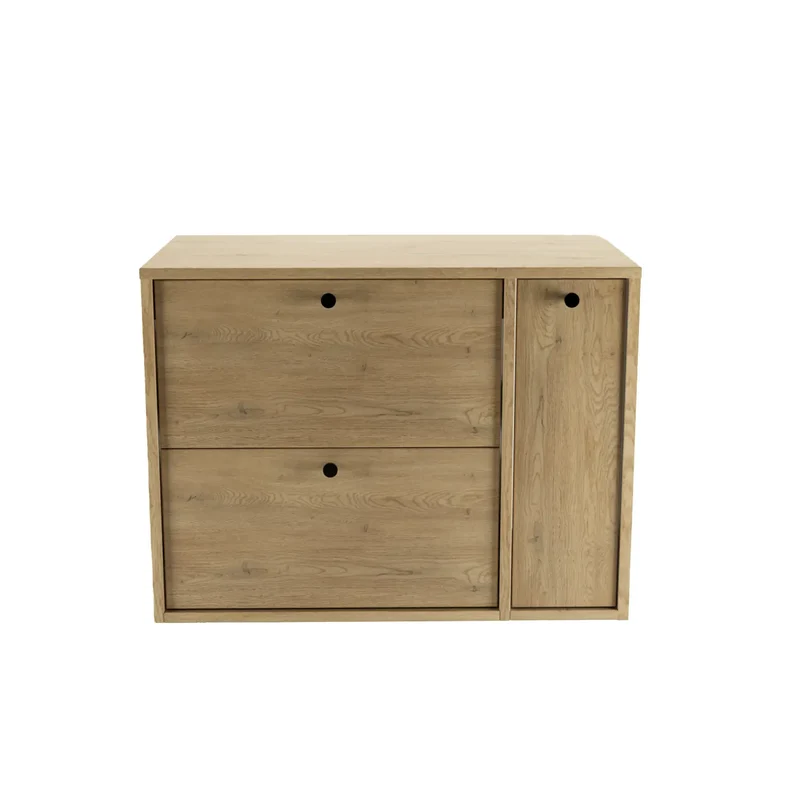 Waschtischunterschrank 80 cm mit Regal, glatte Fronten Belino - Eiche Cremona