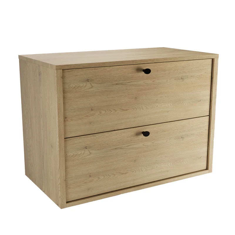 Waschtischunterschrank 80 cm, glatte Fronten Belino - Eiche Cremona