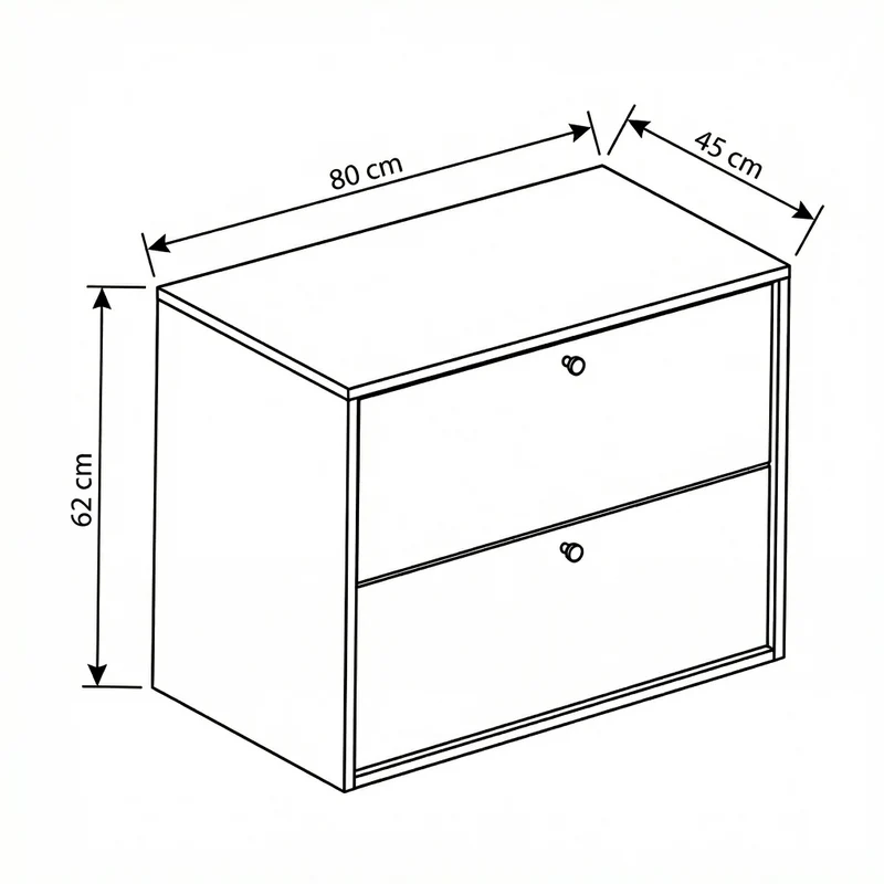 Waschtischunterschrank 80 cm, glatte Fronten Belino - Walnuss Dunkel/Marmor Bianco