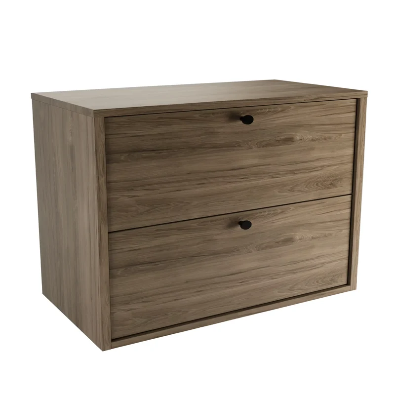 Waschtischunterschrank 80 cm, glatte Fronten Belino - Walnuss Dunkel