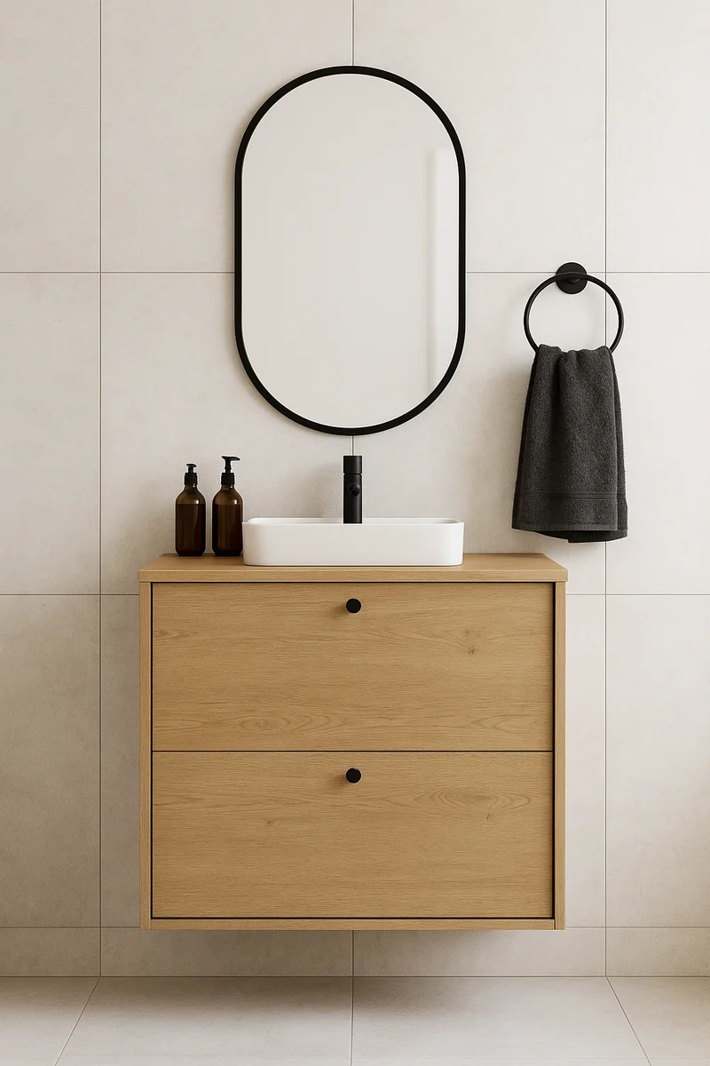Waschtischunterschrank 60 cm, glatte Fronten Belino - Eiche Cremona
